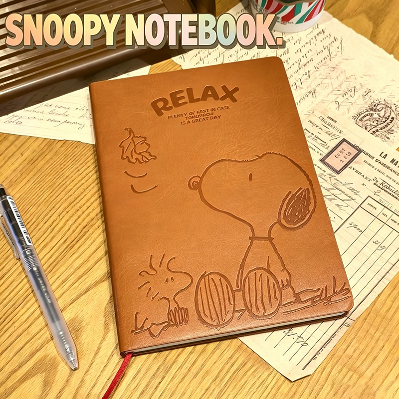 Vintage Leather Journal Notebook - Vintage Snoopy A5 Leder-Notizbuch Niedlicher Geprägter