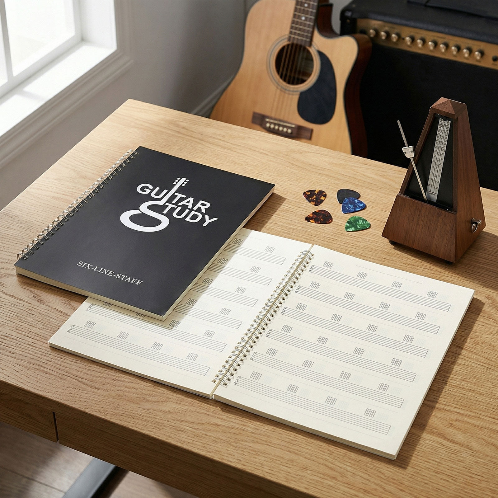 2 Stück 6-Saiten-Gitarren-Tabl – Blank Sheet Music Notebook Bewertung und Preis