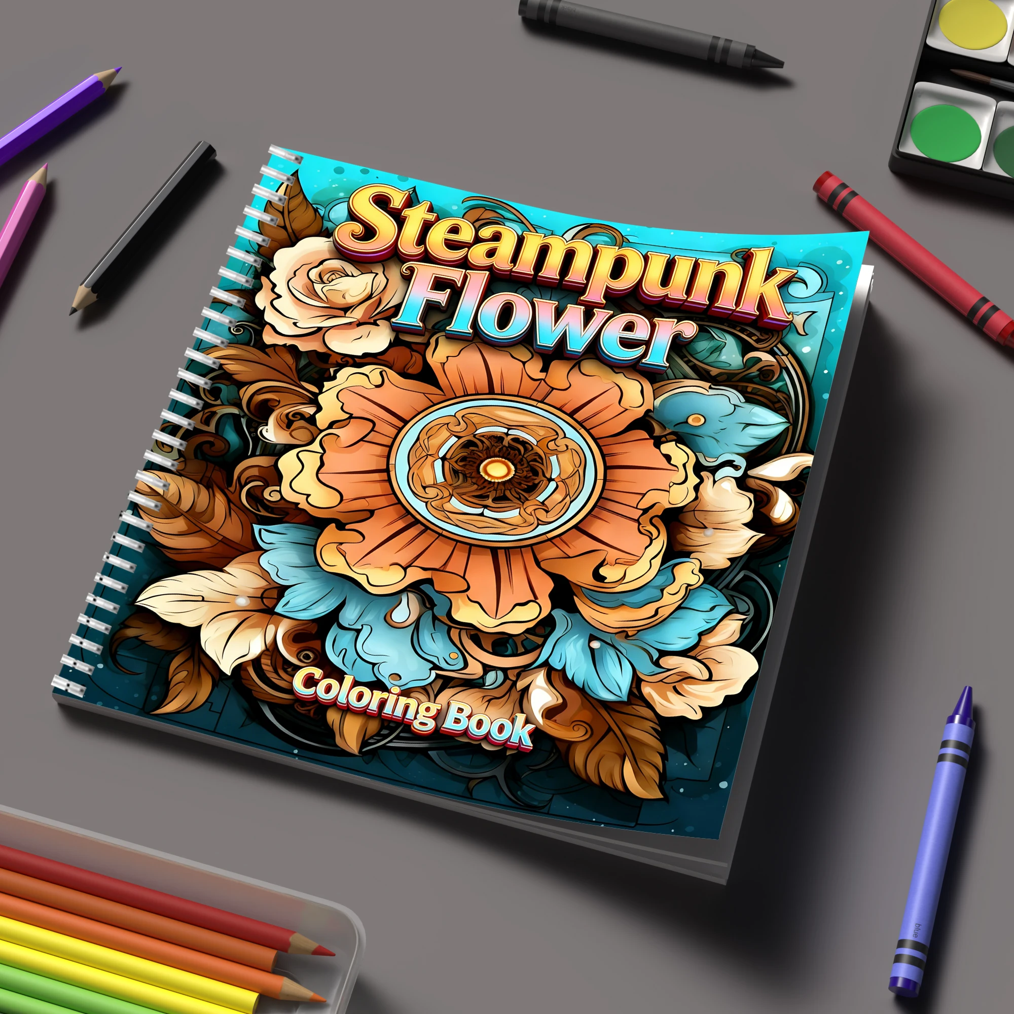 Malbuch „Steampunk-Blumen“ für – Adult Coloring Book Stress Relief Bewertung und Preis