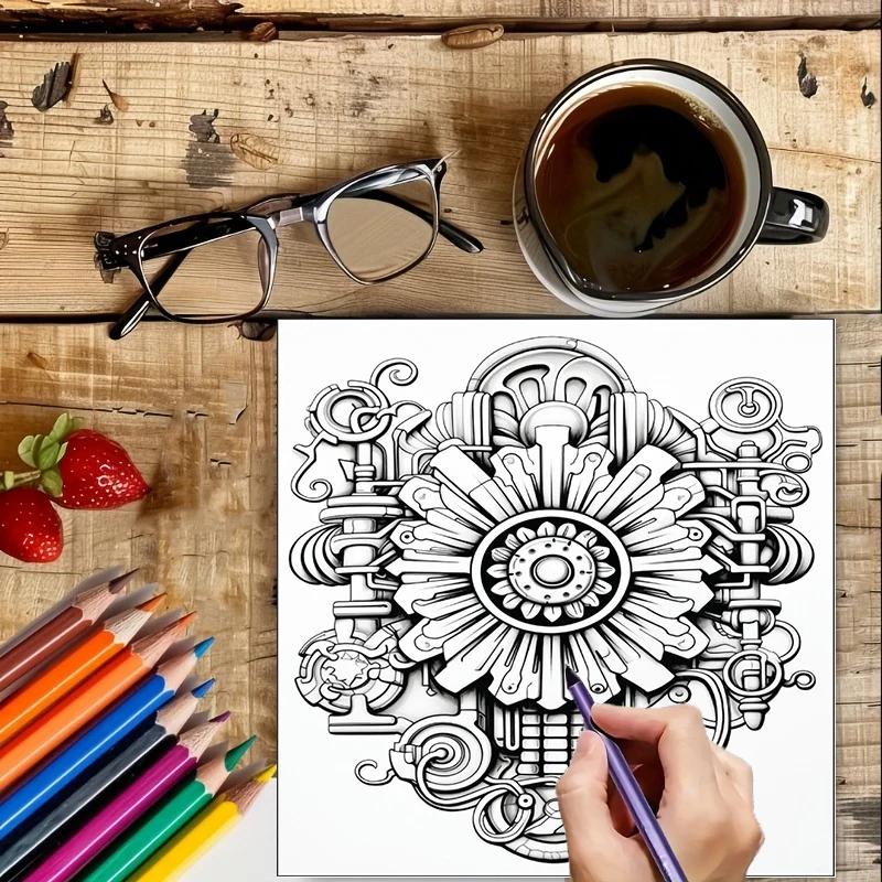 Malbuch „Steampunk-Blumen“ für – Adult Coloring Book Stress Relief Bewertung und Preis
