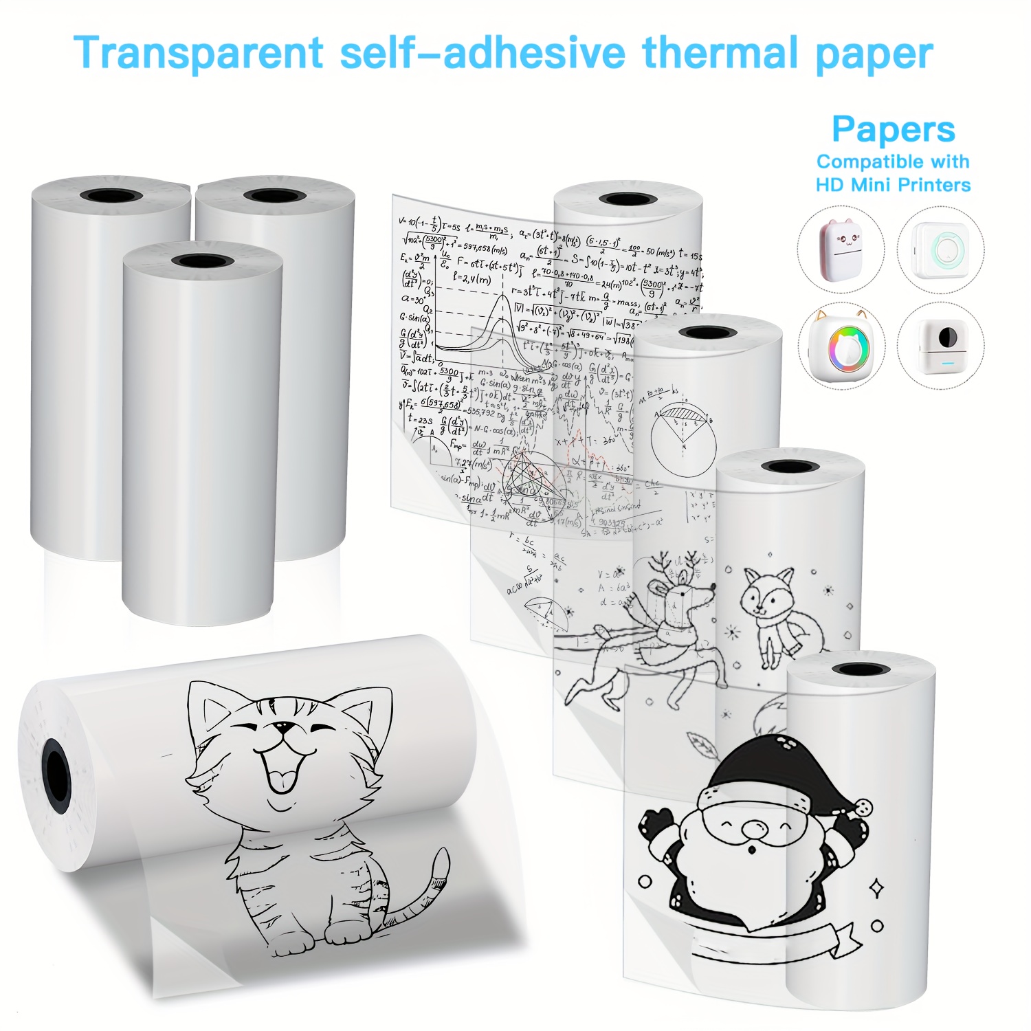 2/4/8 Rollen transparentes, se – Mini Pocket Thermal Printer Paper Roll Bewertung und Preis